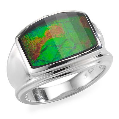 Thumbnail - Ammolith Bergkristall Tripl. facettiert Ring Silber 925