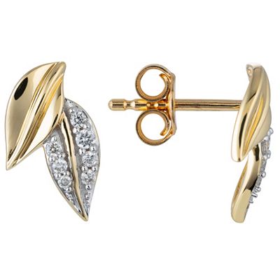 DIAMOUR Blätter-Ohrstecker 14 Brillanten zus. ca. 0,10ct Gold 585