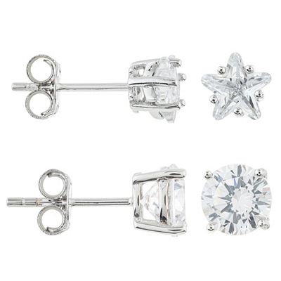DIAMONIQUE® 2tlg. Ohrstecker Set zus. ca. = 3,80ct Schliffmix Silber rhodiniert