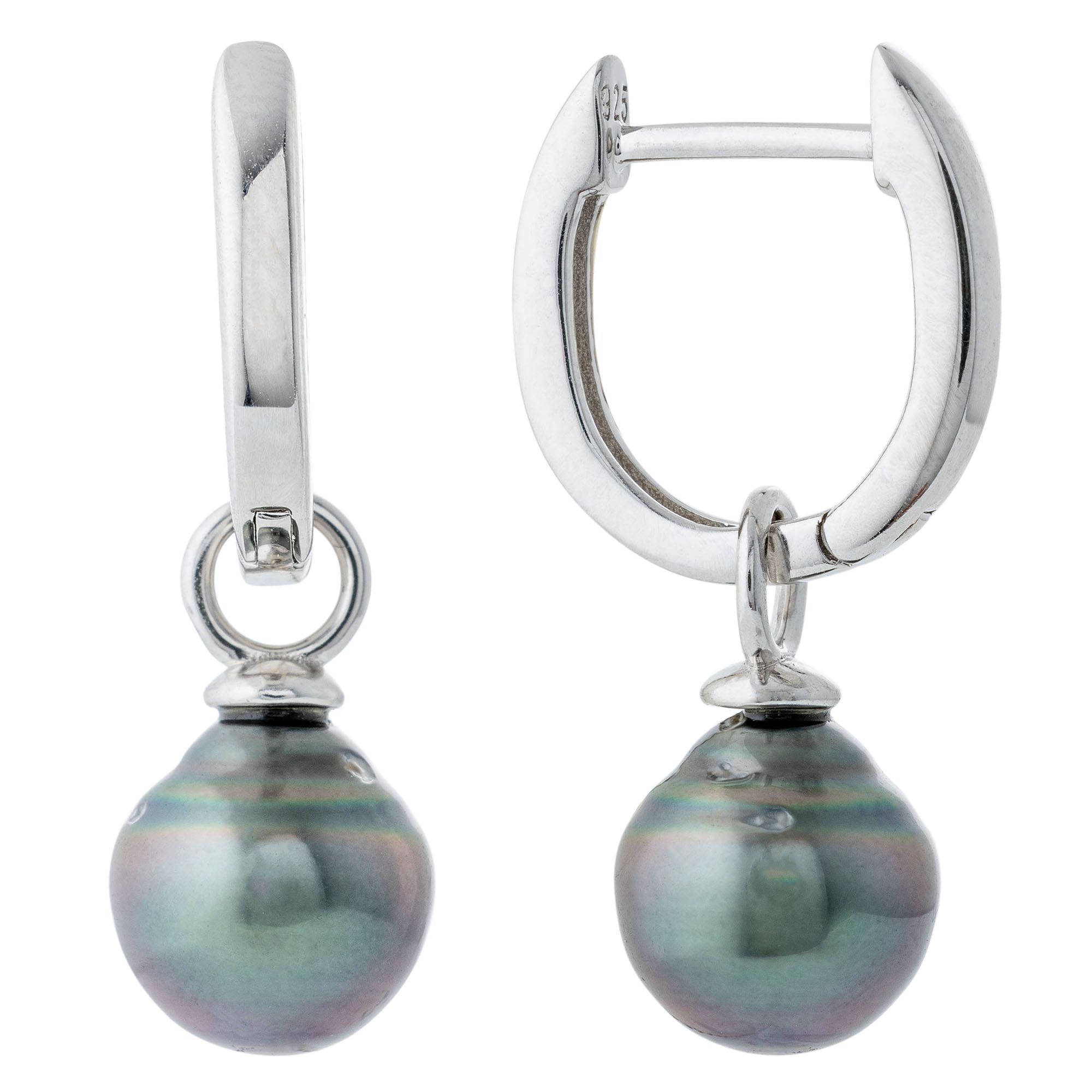 PERLEA Creolen Tahitizuchtperlen 9-10mm Silber rhodiniert