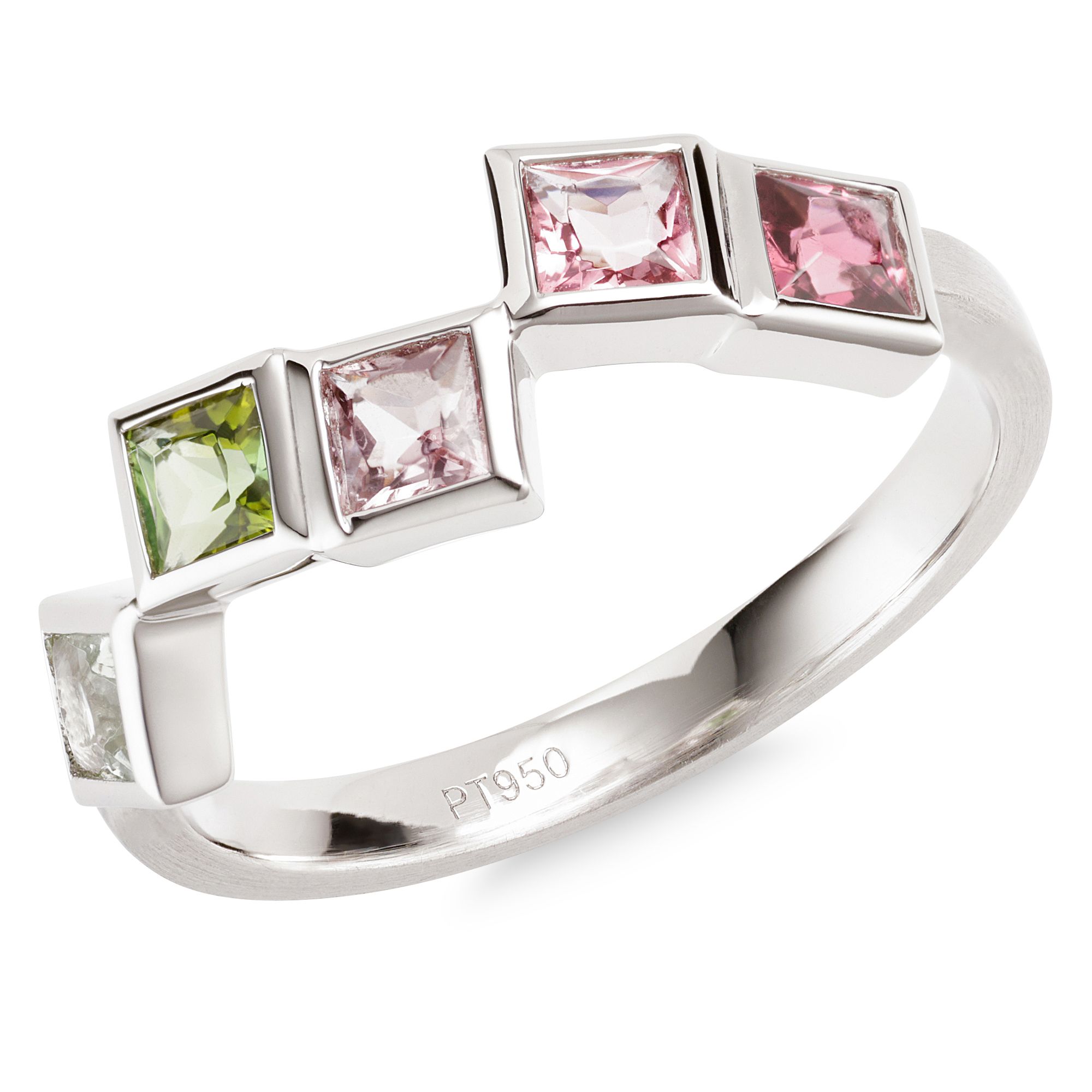 PLATINITY Ring 5 Turmaline zus. ca. 0,65ct Platin 950