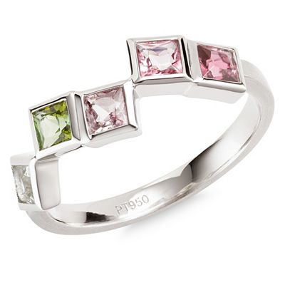 PLATINITY Ring 5 Turmaline zus. ca. 0,65ct Platin 950