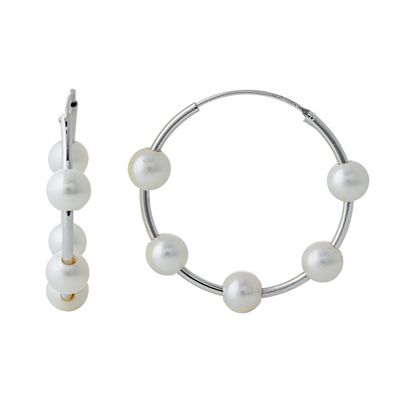 PERLEA Creolen Süßwasserzucht- perlen 6-7mm Silber 925