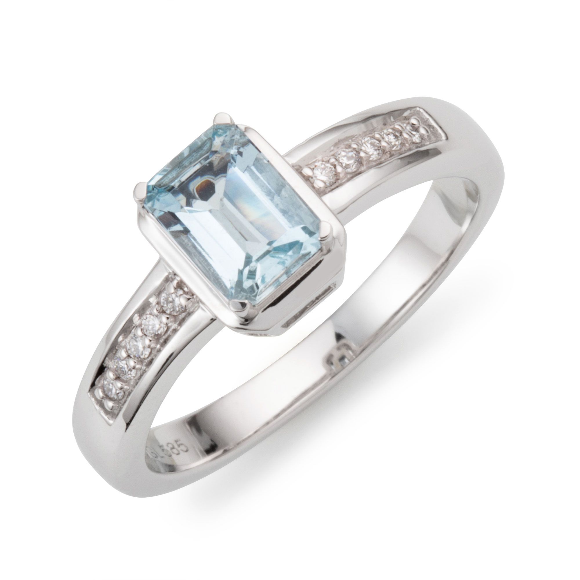 Premium Aquamarin Ring Aaa Ca 0 94ct 10 Brillanten 0 08ct Weissgold 585 Qvc De