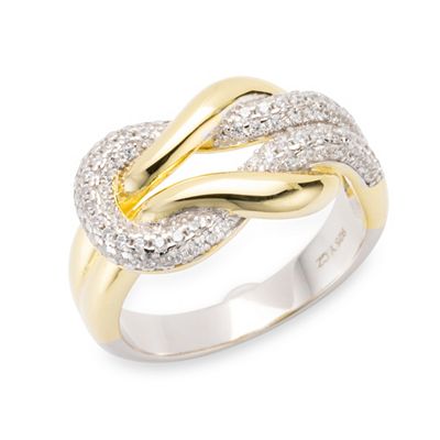 DIAMONIQUE® Ring = 0,49ct Brillantschliff Silber Bicolor-Optik