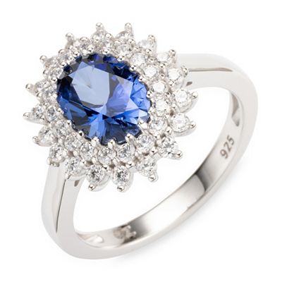 DIAMONIQUE® Ring = 2,23ct imit. Saphir Silber rhodiniert