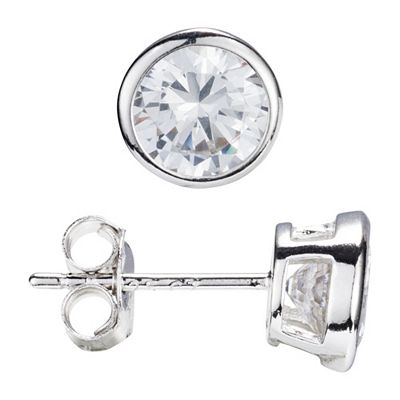 Thumbnail - DIAMONIQUE® Solitär - Ohrstecker = 2,00ct Brillantschliff Silber rhodiniert