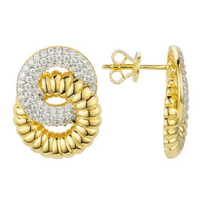 DIAMONIQUE® Ohrstecker = 0,61ct Brillantschliff Silber Bicolor-Optik