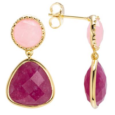 THOMAS & SOHN beh.Quarze ca.14,50ct Ohrhänger Schliffmix Silber vergoldet