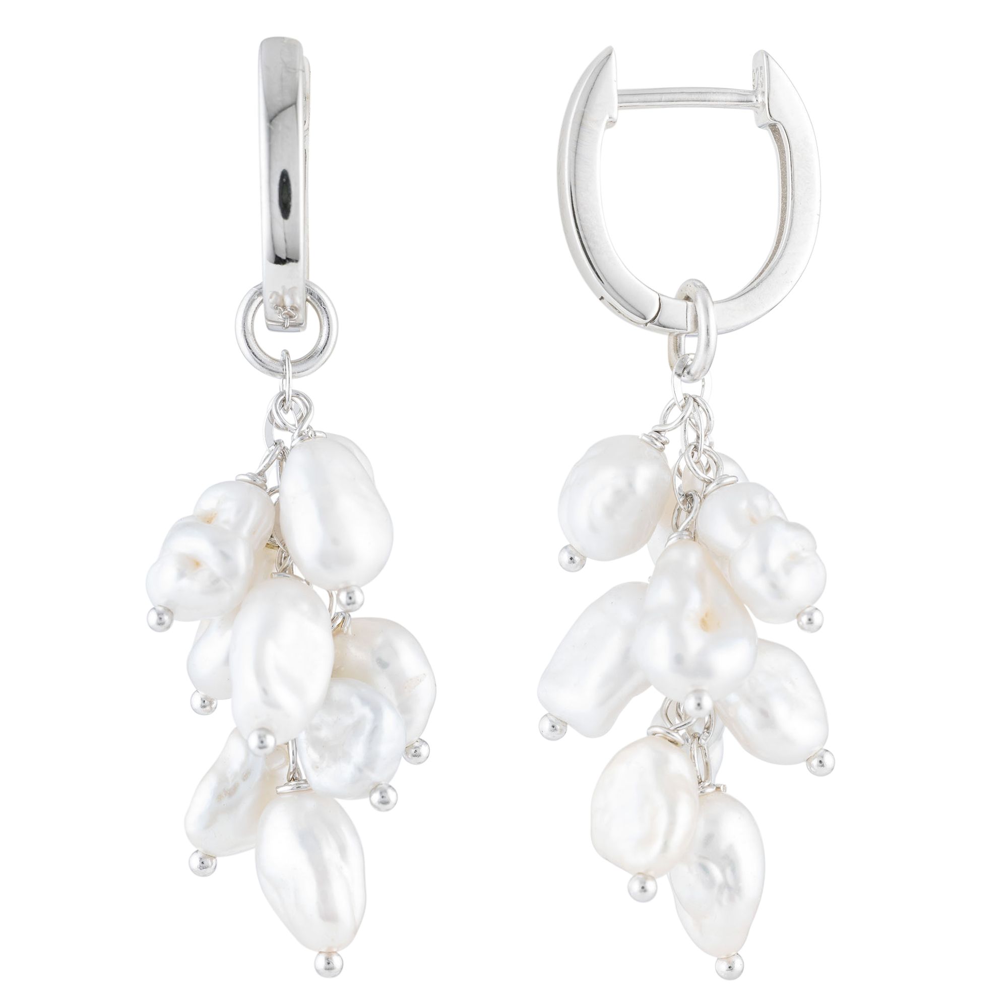 PERLEA Creolen Süßwasserzucht- perlen 4-6mm Silber rhodiniert