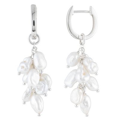 PERLEA Creolen Süßwasserzucht- perlen 4-6mm Silber rhodiniert