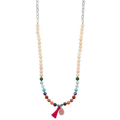 MONESSA Collier Edelsteine Länge ca. 70cm Edelstahl