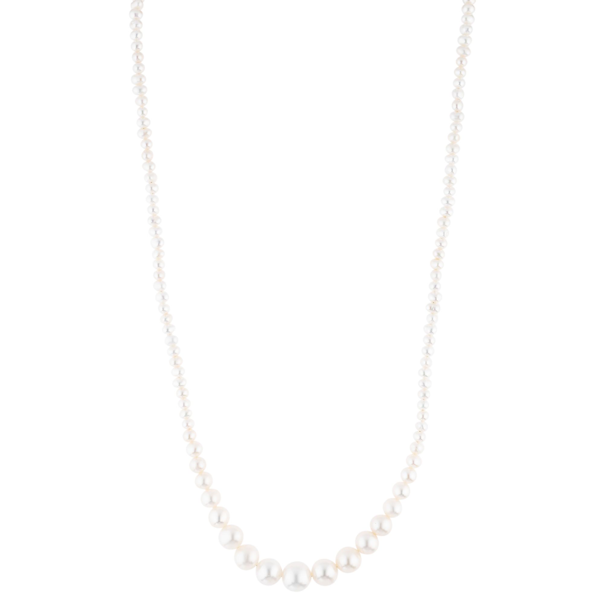 PERLEA Collier Süßwasserzucht- perlen 3,5-8,5mm Silber rhodiniert