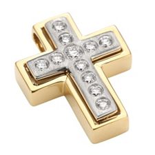 11 Brillanten Kreuz-Anhänger Weiß/SI zus. ca. 0,25ct Platin 950/Gold 750