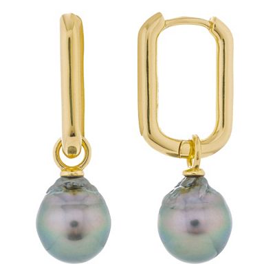 PERLEA Creolen Tahitizuchtperlen 9-10mm Silber 925