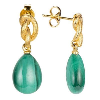 THOMAS & SOHN Edelsteine Ohrhänger Cabochon Tropfen Silber vergoldet