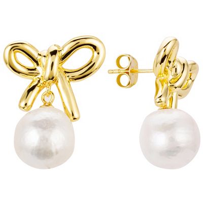 PERLEA Schleifen-Ohrstecker Süßwasserzucht- perlen ca. 9-11mm Silber 925