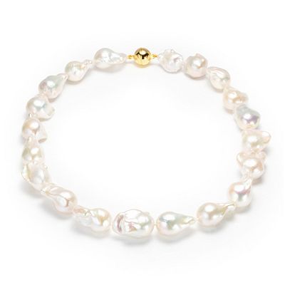 PERLEA Collier Süßwasserzucht- perlen 11-18mm Silber vergoldet