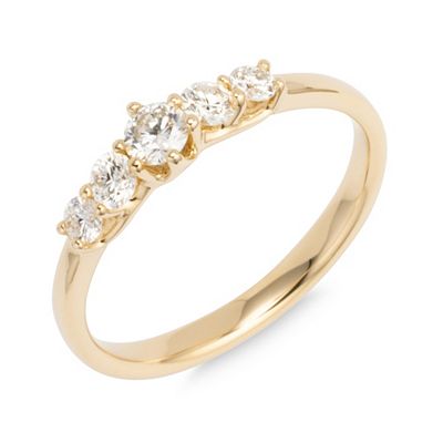 DIAMOUR Ring 5 Brill. ca, 0,40ct. Weiß/Lupenrein Gold 585