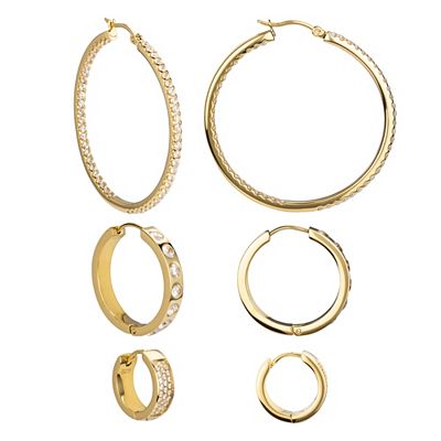 DIAMONIQUE® 3tlg.Creolen-Set = 4,83ct Brillantschliff Edelstahl