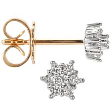 14 Brillanten Ohrstecker Weiß/Piqué1 zus.ca.0,15ct Gold 375