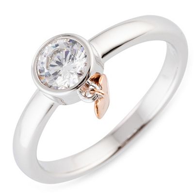 DIAMONIQUE® Ring = 0,50ct Brillantschliff Silber Bicoloroptik