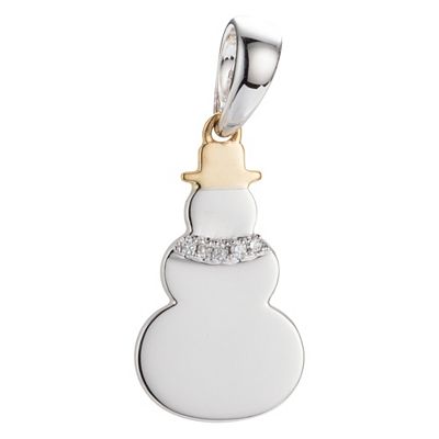 DIAMOUR Schneemann-Anhänger 5 Brillanten zus. ca. 0,02ct Gold 585