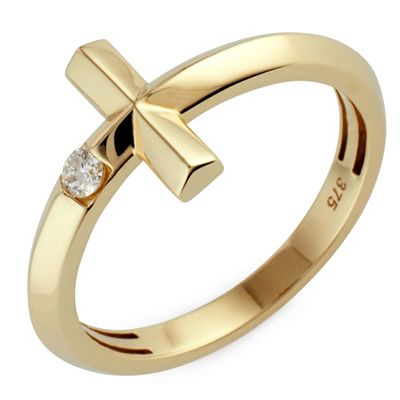 DIAMOUR Kreuz-Ring 1 Brillant ca. 0,05ct Gold 375