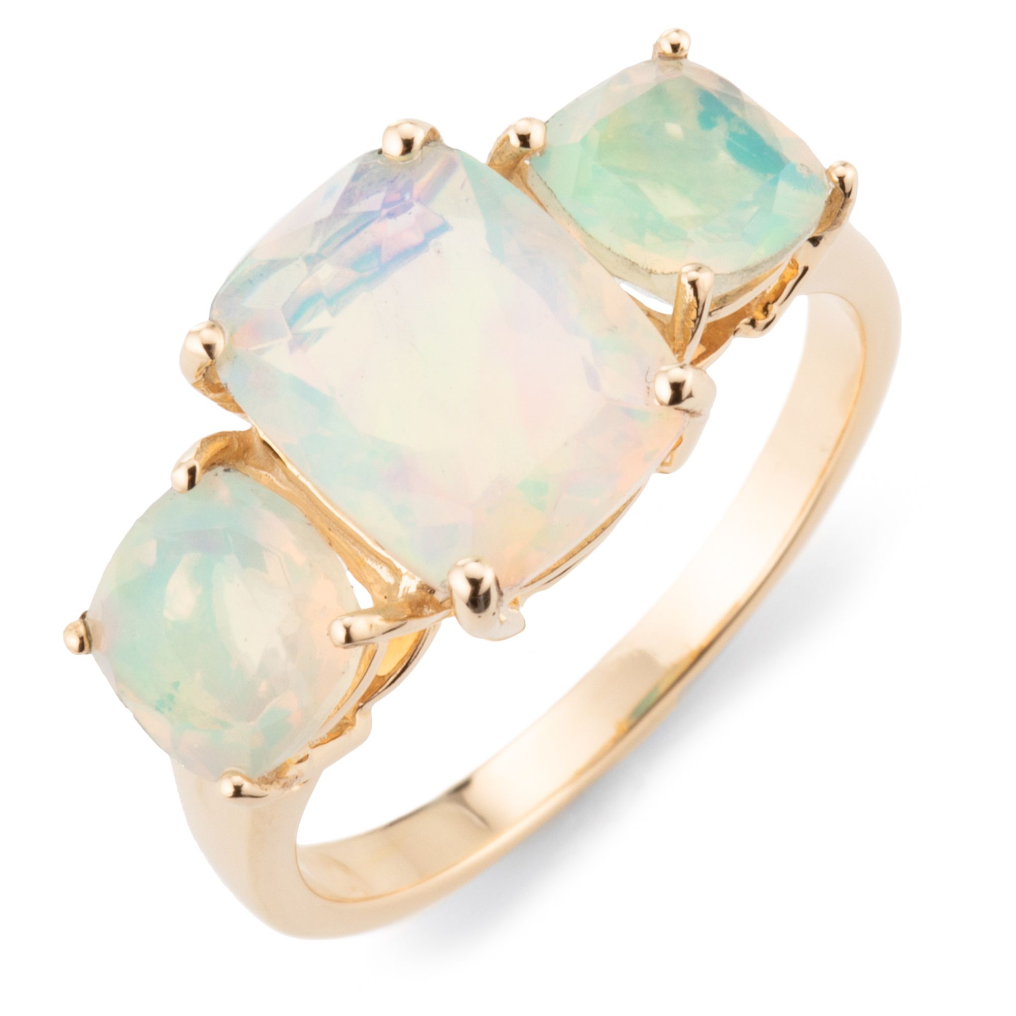 Afrikanischer Opal Ring ca. 2,75ct Kissenschliff Gold 585 — QVC.de