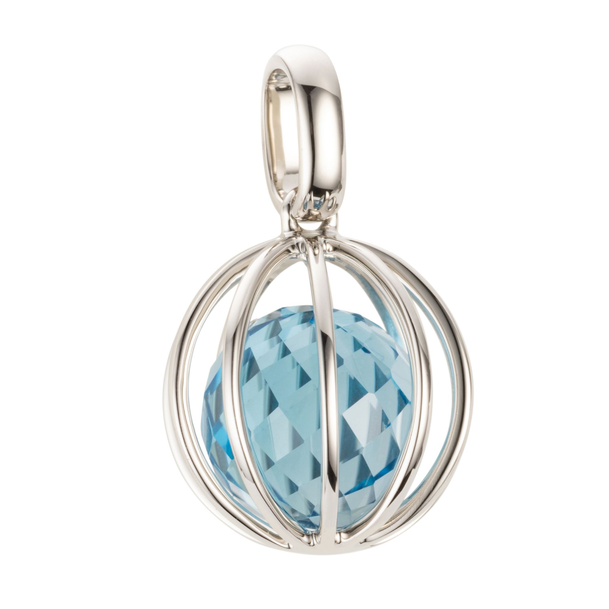 PLATINITY Käfig-Anhänger 1 beh. Blautopas ca. 5,30ct. Platin 950