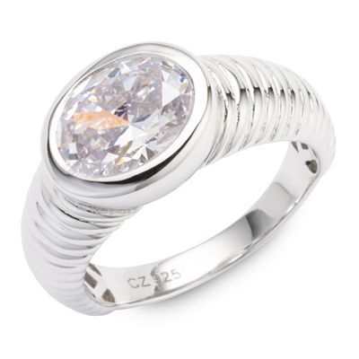 DIAMONIQUE® Ring = 3,00ct Ovalschliff Silber rhodiniert
