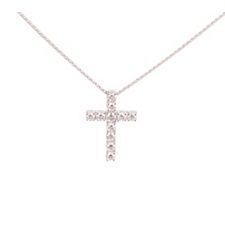 11 Brillanten Anhänger mit Kette zus. ca. 0,50ct hf.Weiß/lupenrein Gold 750