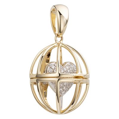 GOLDSCHMUCK FÜR MICH Herzkäfig-Anhänger 50 Brillanten zus. ca. 0,20ct Gold 375