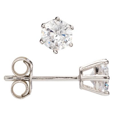DIAMONIQUE® Solitär-Ohrstecker = 1,00ct Brillantschliff Silber rhodiniert