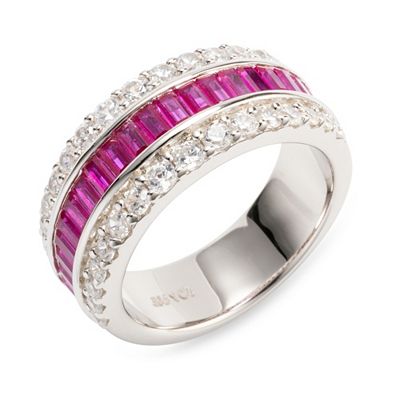 DIAMONIQUE® Ring = 1,60ct imit. Rubin Silber rhodiniert