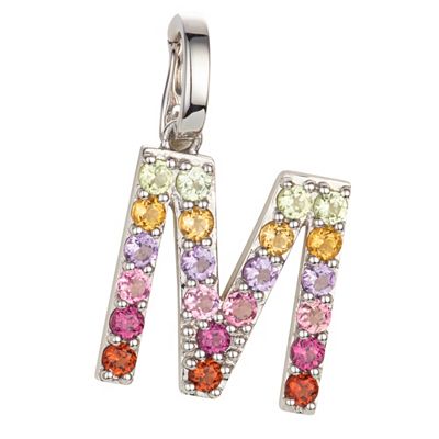 PLATINITY Buchstaben-Anhänger mind. 6 Edelsteine zus. mind. 0,26ct Platin 950