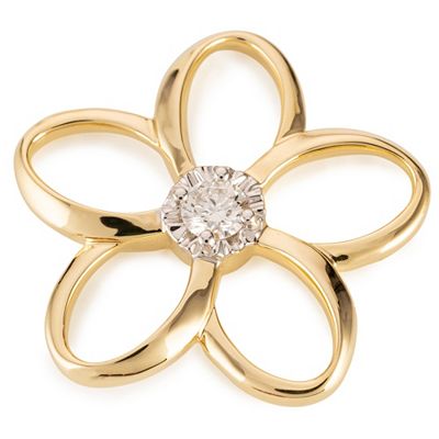 CANADIAN DIAMONDS Blumen-Anhänger 1 Brillant ca. 0,08ct Feines Weiß/ SI Gold 585