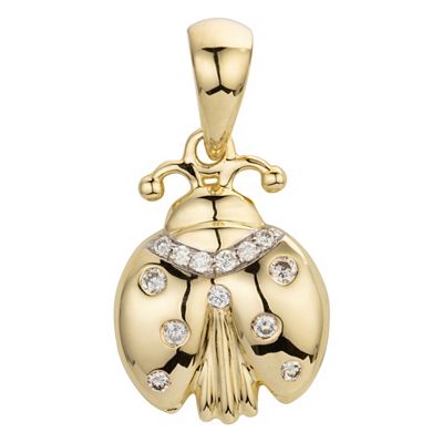 DIAMOUR Marienkäfer-Anhänger 13 Brillanten zus. ca. 0,10ct Gold 375