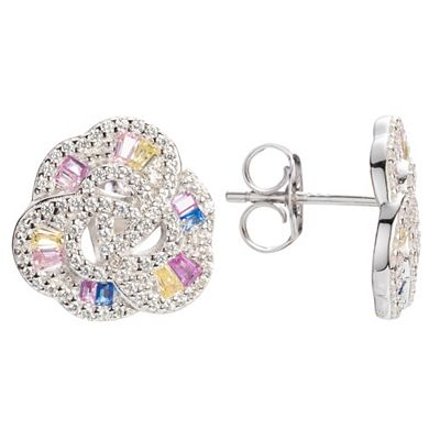 Thumbnail - DIAMONIQUE® Ohrstecker = 1,14ct Schliffmix Silber rhodiniert