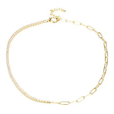 DIAMONIQUE® Collier = 6,20ct Brillantschliff Edelstahl, vergoldet