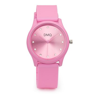 DIAMONIQUE® Damenuhr Quarzwerk = 0,12ct Silikonband