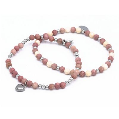 MONESSA 2tlg.Armband-Set Edelsteine flexibel Edelstahl