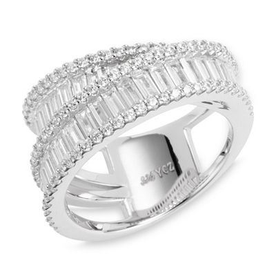 DIAMONIQUE® Ring = 1,52ct Schliffmix Silber rhodiniert