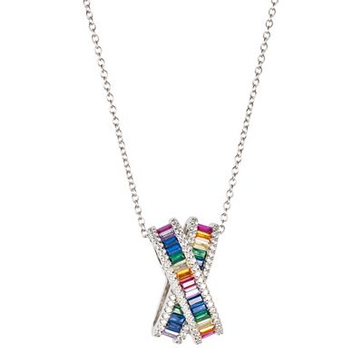 DIAMONIQUE® Collier = 1,27ct Schliffmix Silber rhodiniert