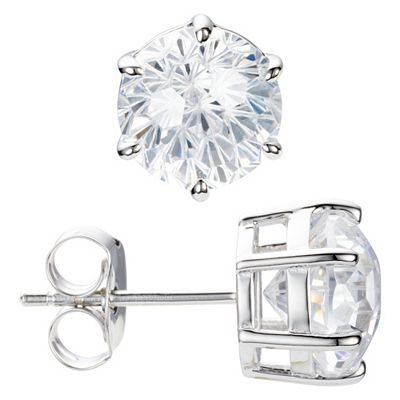 DIAMONIQUE® Ohrstecker = 4,00ct Fireworkschliff Silber rhodiniert
