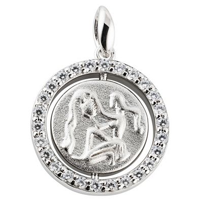 DIAMONIQUE® Sternzeichen Anhänger = 0,28ct Brillantschliff Silber rhodiniert