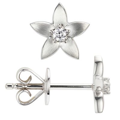 Thumbnail - PLATINITY Blüten-Ohrstecker 2 Brillanten zus. ca. 0,06ct Platin 950
