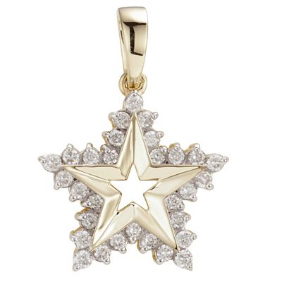 DIAMOUR Stern-Anhänger 30 Brillanten zus. ca. 0,20ct Gold 375