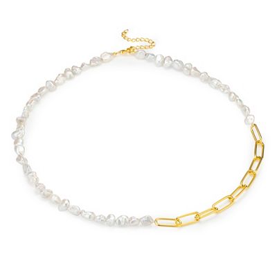 PERLEA Collier Süßwasserzucht- perlen 5-6mm Silber 925