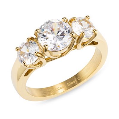 DIAMONIQUE® Trilogie-Ring = 2,50ct Brillantschliff Edelstahl